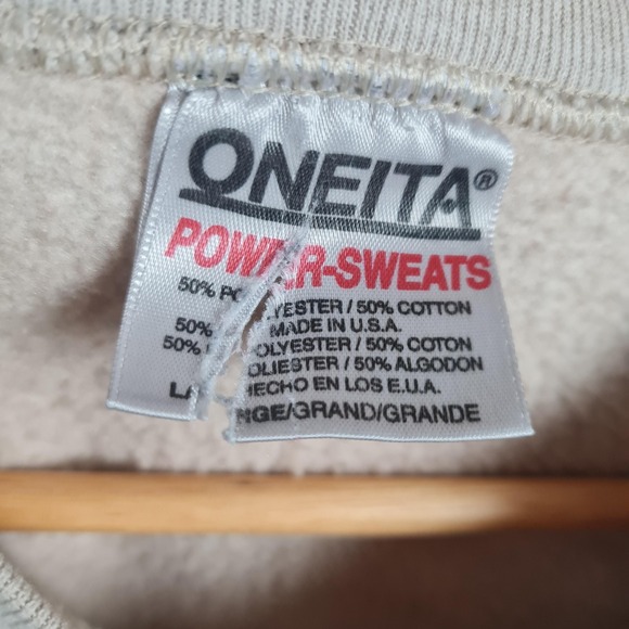 Vintage 90s Maine Sweatshirt Mens Large Beige Moose Duck Wildlife USA Oneita - Picture 16 of 16